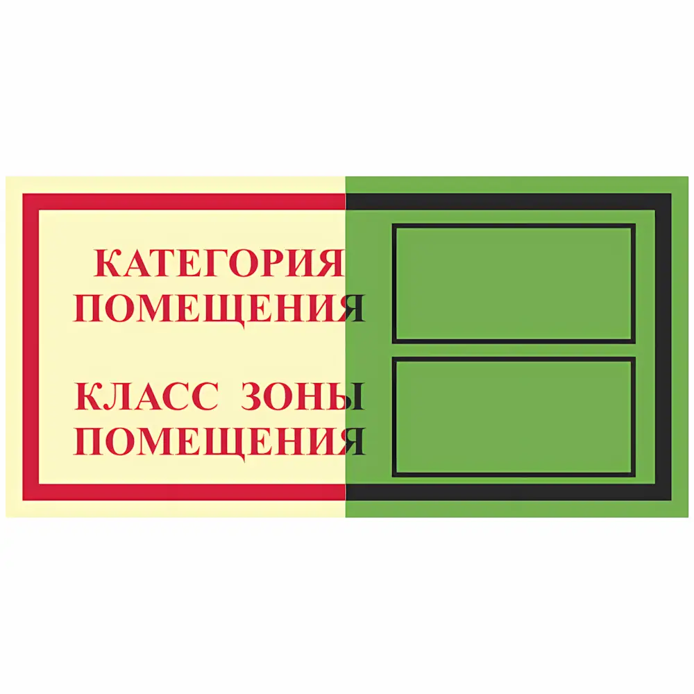 Знак Категория помещения, класс зоны помещения (Пленка 100 х 200)